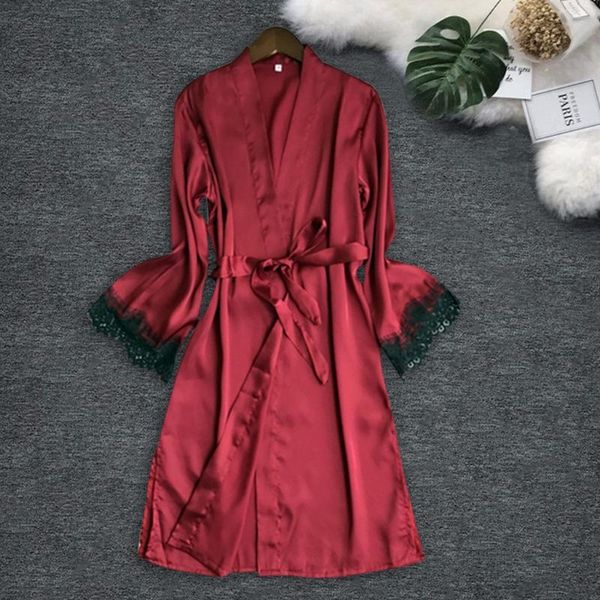 women's sleepwear satin silk robe women casual pajamas lace trim bathrobe deep v-neck wedding bride bridesmaid robes nightgown, Black;red
women's sleepwear satin silk robe women casual pajamas lace trim bathrobe deep v-neck wedding bride bridesmaid robes nightgown, Black;red