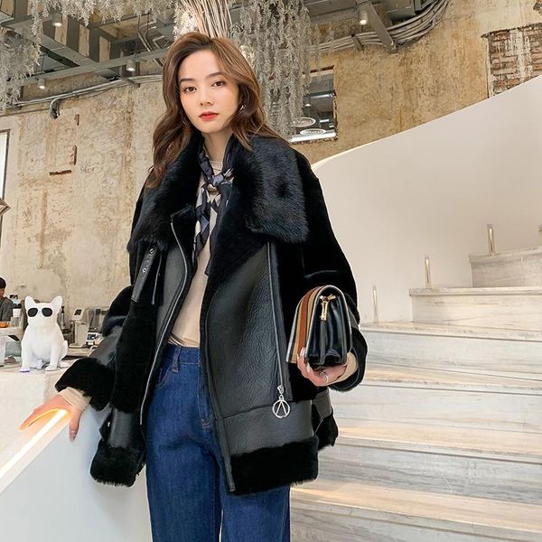 women's fur & faux oftbuy 2021 real natural wool winter jacket women coat double-faced genuine leather warm outerwear fashion locomotiv, Black
women's fur & faux oftbuy 2021 real natural wool winter jacket women coat double-faced genuine leather warm outerwear fashion locomotiv, Black