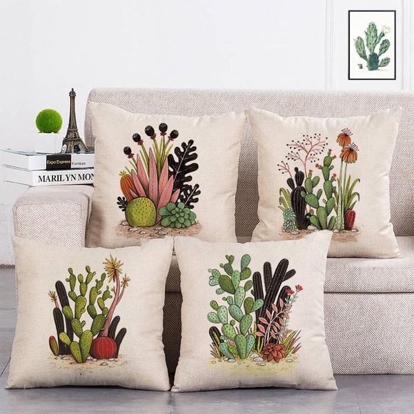 

cushion/decorative pillow nordic style watercolor succulent case short plush 45*45cm decor plant cactus cushion cover for car sofa pillowcas