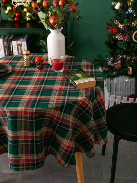 table cloth ins wind nordic retro christmas tablecloth american plaid round coffee cover
table cloth ins wind nordic retro christmas tablecloth american plaid round coffee cover