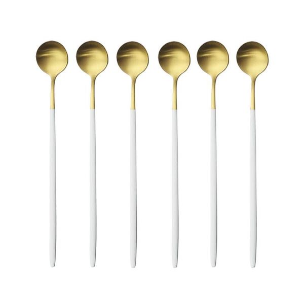 dinnerware sets 6pcs white gold long handled stainless steel coffee spoon ice cream dessert tea for picnic kitchen accessories
dinnerware sets 6pcs white gold long handled stainless steel coffee spoon ice cream dessert tea for picnic kitchen accessories