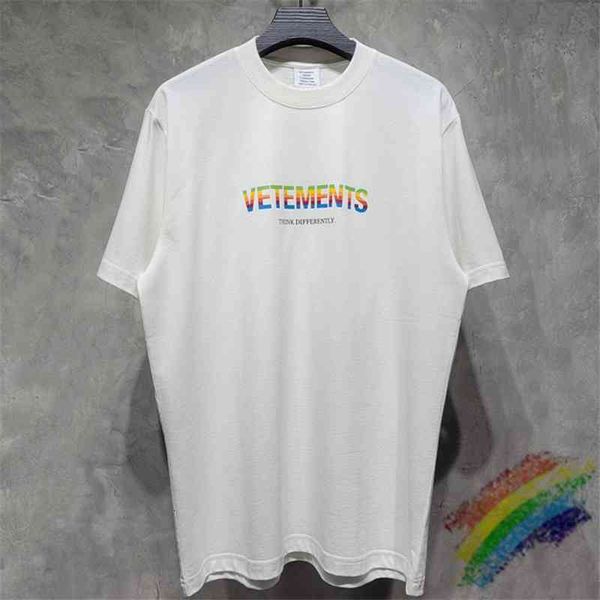 t shirts rainbow t-shirt men women 1:1 quality think differently letters printing vetements embroidery tee vtm, White;black
t shirts rainbow t-shirt men women 1:1 quality think differently letters printing vetements embroidery tee vtm, White;black