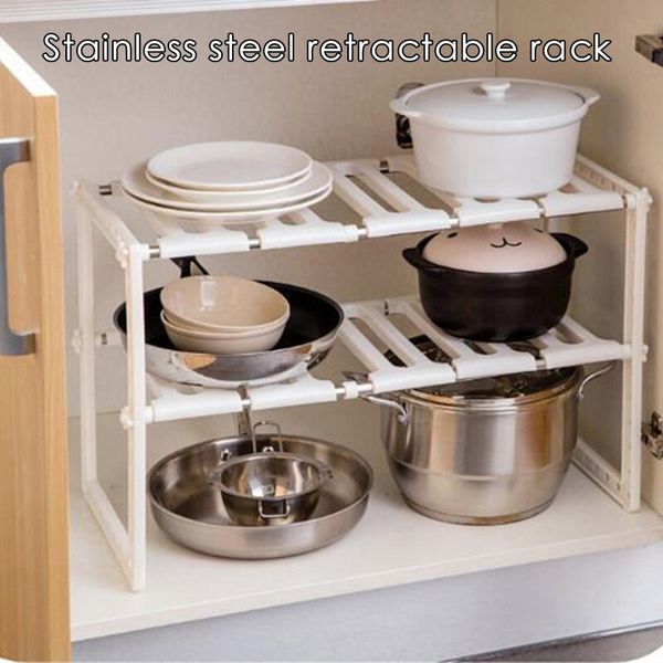 Stainess Stee Foor Type Hoder Adjustabe Extendabe Doube ayer Dishes Storage Rack Kitchen Under Sink Mutifunction Shef#
Stainess Stee Foor Type Hoder Adjustabe Extendabe Doube ayer Dishes Storage Rack Kitchen Under Sink Mutifunction Shef#