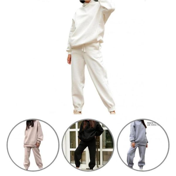 women's two piece pants hoodie set pullover all-match thick solid color women sweatshirt for daily wear, White
women's two piece pants hoodie set pullover all-match thick solid color women sweatshirt for daily wear, White