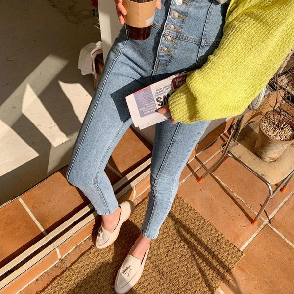 women's jeans wenfly women pants streetwear high waist single breasted skinny stretchable korean female pencil long trousers, Blue
women's jeans wenfly women pants streetwear high waist single breasted skinny stretchable korean female pencil long trousers, Blue
