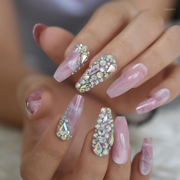 bling jewelry ballerina coffin false fake nails 3d marble pink glossy extra long pointed press on salon party wear nail tips1, Red;gold 
bling jewelry ballerina coffin false fake nails 3d marble pink glossy extra long pointed press on salon party wear nail tips1, Red;gold