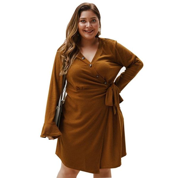 casual dresses autumn winter dress plus size women buttons v neck flare long sleeve bow belted midi knee length solid casaul, Black;gray
casual dresses autumn winter dress plus size women buttons v neck flare long sleeve bow belted midi knee length solid casaul, Black;gray