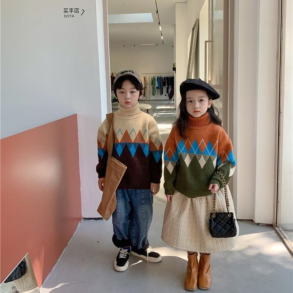 pullover 2021 children's sweater men's and women's korean bright color high collar winter style, Blue
pullover 2021 children's sweater men's and women's korean bright color high collar winter style, Blue