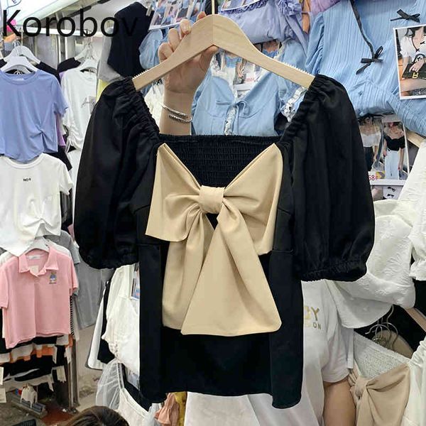 korobov new summer sweet chic women blouses korean square collar puff sleeve crop shirts preppy style slim bow blusas mujer 210430, White
korobov new summer sweet chic women blouses korean square collar puff sleeve crop shirts preppy style slim bow blusas mujer 210430, White