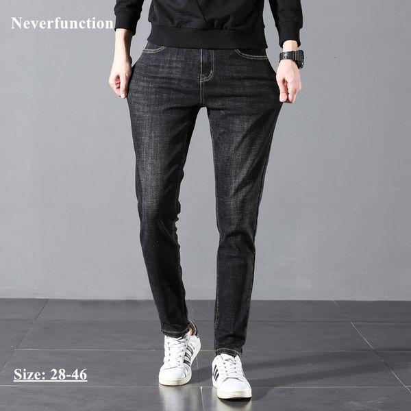 jeans men vintage simple solid color classic slim fit fashion man cotton business casual joggers denim plus size 46, Blue 
jeans men vintage simple solid color classic slim fit fashion man cotton business casual joggers denim plus size 46, Blue