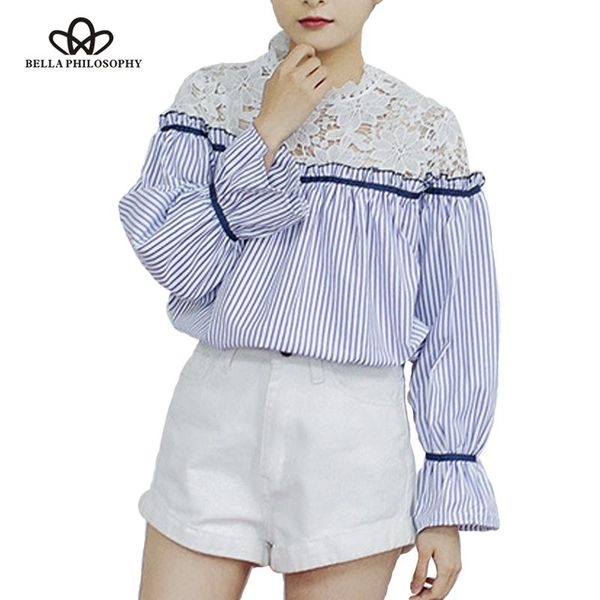 women's blouses & shirts spring lace ruffles long sleeve blue white striped cotton women shirt blouse
women's blouses & shirts spring lace ruffles long sleeve blue white striped cotton women shirt blouse