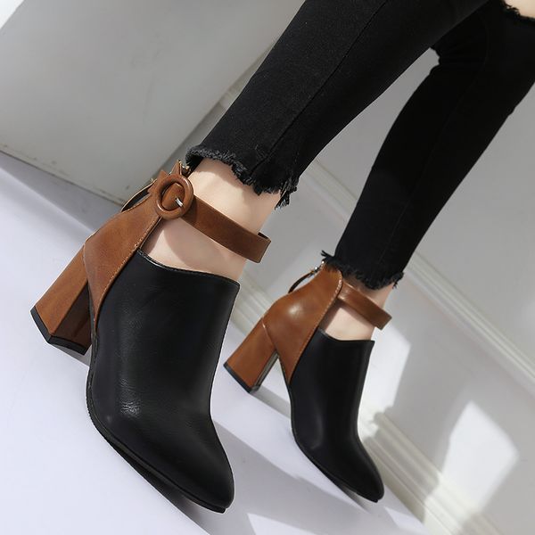 414243 yards foreign trade new-large size high-heeled boots with short tube womens pointed-toe short tube boots zipper chunky heel martin bo, Black
414243 yards foreign trade new-large size high-heeled boots with short tube womens pointed-toe short tube boots zipper chunky heel martin bo, Black