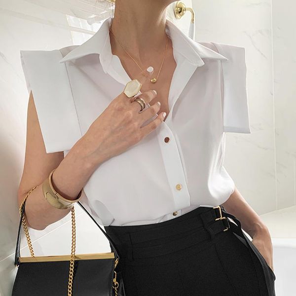 women's blouses & shirts korean chic summer french niche lapel single-breasted loose solid color wild flying sleeve shirt, White
women's blouses & shirts korean chic summer french niche lapel single-breasted loose solid color wild flying sleeve shirt, White