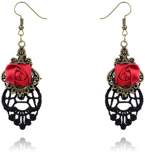 dangle & chandelier fashion jewelry vintage vampire black lace punk style red rose flower earrings for women gift, Silver
dangle & chandelier fashion jewelry vintage vampire black lace punk style red rose flower earrings for women gift, Silver