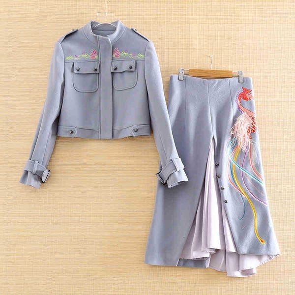 two piece dress ladies skirt autumn and winter woman pieces set wool embroidery phoenix elegant a-line skirt lady suit female jeok, White
two piece dress ladies skirt autumn and winter woman pieces set wool embroidery phoenix elegant a-line skirt lady suit female jeok, White