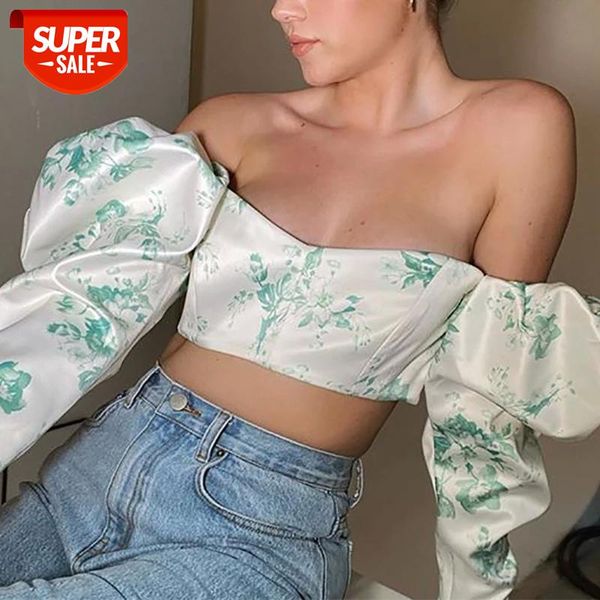 women floral pattern elegant blouse long puff sleeve off shoulder slash collar low-cut backless slim cropped shirt #0i7u, White
women floral pattern elegant blouse long puff sleeve off shoulder slash collar low-cut backless slim cropped shirt #0i7u, White
