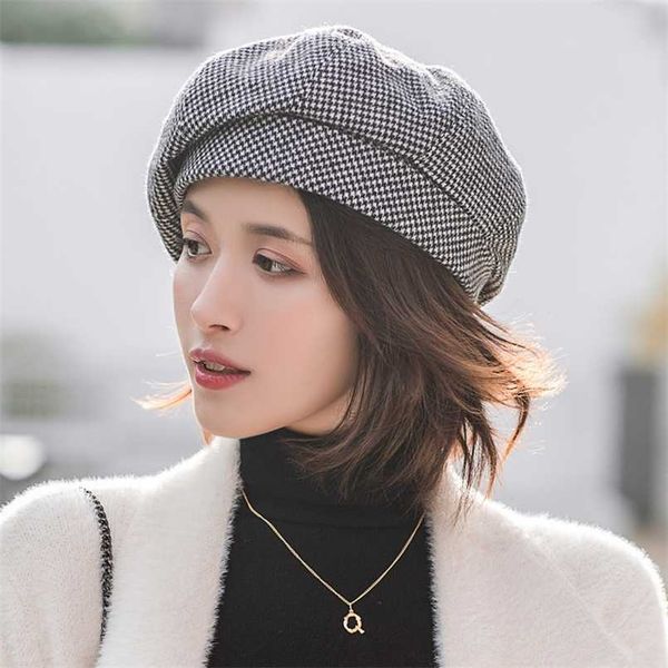 simple women wool beret for elegant lady winter female cotton hats plaid vintage octagonal casual boina autumn girl cap 211015, Blue;gray
simple women wool beret for elegant lady winter female cotton hats plaid vintage octagonal casual boina autumn girl cap 211015, Blue;gray