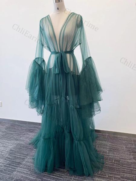 bridal boudoir gown tulle illusion trumpet sleeves long suit custom bathrobe women's sleepwear, Black;red
bridal boudoir gown tulle illusion trumpet sleeves long suit custom bathrobe women's sleepwear, Black;red