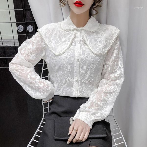 spring autumn winter women elegant lace shirt loose stand-up collar design shawl bead embroidery crochet women's blouses & shirts, White
spring autumn winter women elegant lace shirt loose stand-up collar design shawl bead embroidery crochet women's blouses & shirts, White