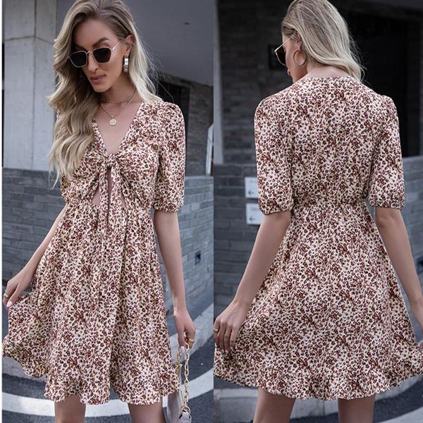 leosoxs 2021 sumemr v neck half sleeve boho women's dress fashion casual bohemia print empire hollow out ladies dresses, Black;gray