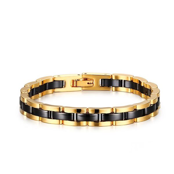 classic men bracelets ceramic tungsten carbide stainless steel bracelet two tone gold plated black watch link luxury bracelets for men
classic men bracelets ceramic tungsten carbide stainless steel bracelet two tone gold plated black watch link luxury bracelets for men
