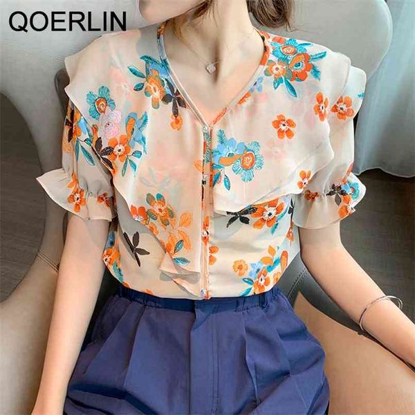 floral chiffon shirt women's summer fashion short sleeve retro ruffle plus size buttons 210601, White
floral chiffon shirt women's summer fashion short sleeve retro ruffle plus size buttons 210601, White