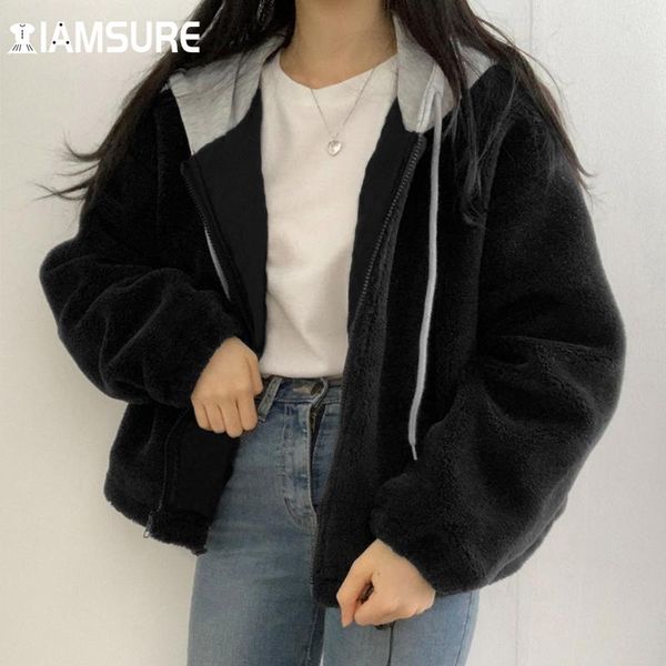 women's jackets iamsure patchwork hood furry warm winter sweet cute casual loose long sleeve zipper coats women 2021 streetwear solid, Black;brown
women's jackets iamsure patchwork hood furry warm winter sweet cute casual loose long sleeve zipper coats women 2021 streetwear solid, Black;brown