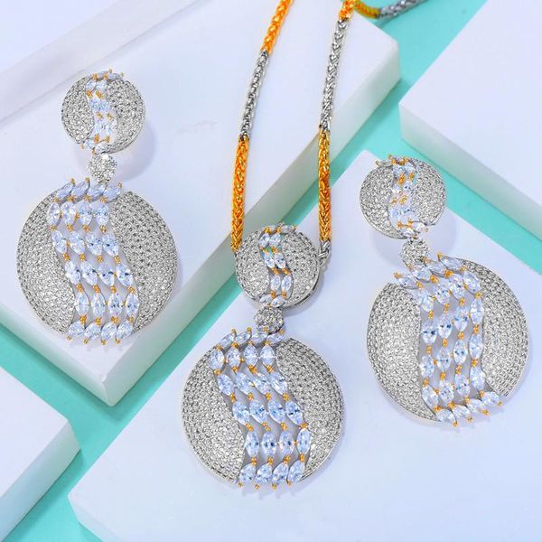 earrings & necklace kellybola super luxury round pendant shiny earring set women wedding cubic zirconia choker dubai jewelry, Silver
earrings & necklace kellybola super luxury round pendant shiny earring set women wedding cubic zirconia choker dubai jewelry, Silver