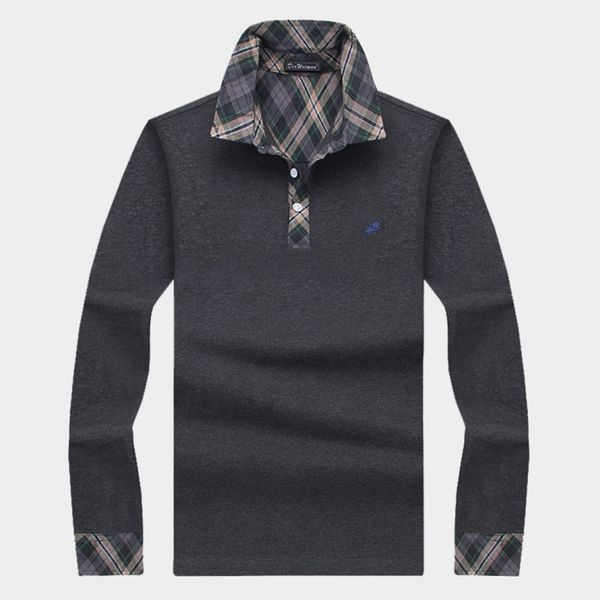 Men's Lapel long sve solid color loose T-shirt, busins casual shirt, middle-aged and elderly polo collar, w size, White;black 
Men's Lapel long sve solid color loose T-shirt, busins casual shirt, middle-aged and elderly polo collar, w size, White;black