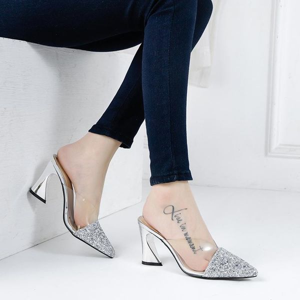 3236-6 korean fashion pointed v-mouth high heels thick heel transparent sandals thin fairy sequin women's shoes, Black
3236-6 korean fashion pointed v-mouth high heels thick heel transparent sandals thin fairy sequin women's shoes, Black