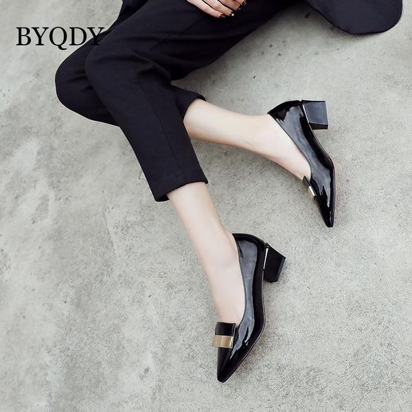 dress shoes byqdy spring pointed toe shallow slip on women pumps concise metal decoration patent leather single woman office, Black
dress shoes byqdy spring pointed toe shallow slip on women pumps concise metal decoration patent leather single woman office, Black