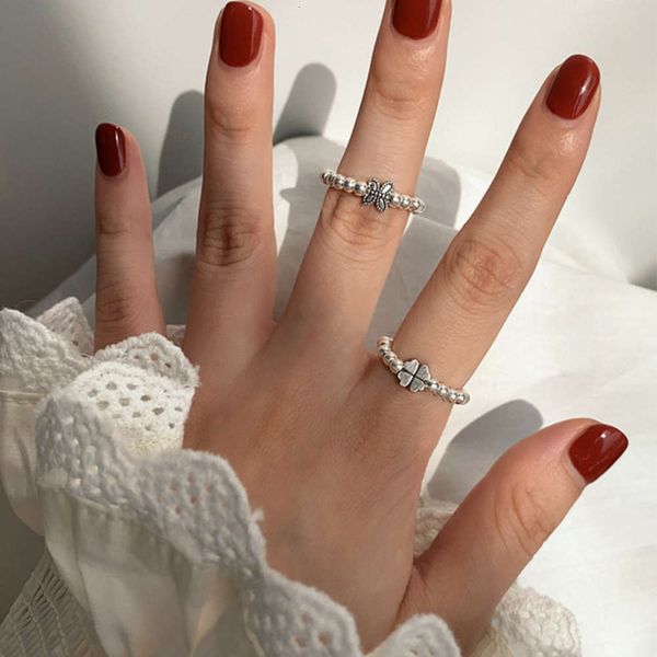 juntian transport 925 silver bead butterfly women's simple temperament cold wind elastic index finger ring clover, Black
juntian transport 925 silver bead butterfly women's simple temperament cold wind elastic index finger ring clover, Black
