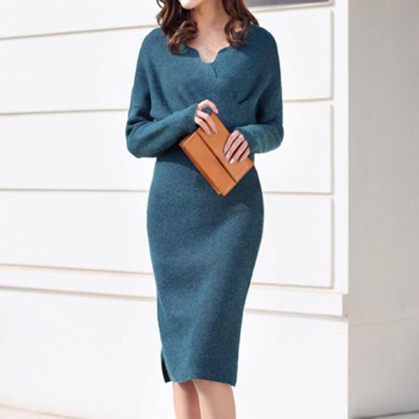 casual dresses v-neck long sleeve sweater dress autumn winter lace neck side split midi knitwear waist tight pullover, Black;gray
casual dresses v-neck long sleeve sweater dress autumn winter lace neck side split midi knitwear waist tight pullover, Black;gray