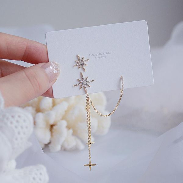 stud korean trendy design double pierced ears star tassel earring charm light bling zircon wedding jewelry pendant, Golden;silver
stud korean trendy design double pierced ears star tassel earring charm light bling zircon wedding jewelry pendant, Golden;silver