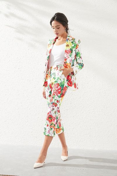 pants women's set 2021 autumn winter suits ladies colorful floral print blazer coats+calf pants & capris sets 2pc, White
pants women's set 2021 autumn winter suits ladies colorful floral print blazer coats+calf pants & capris sets 2pc, White