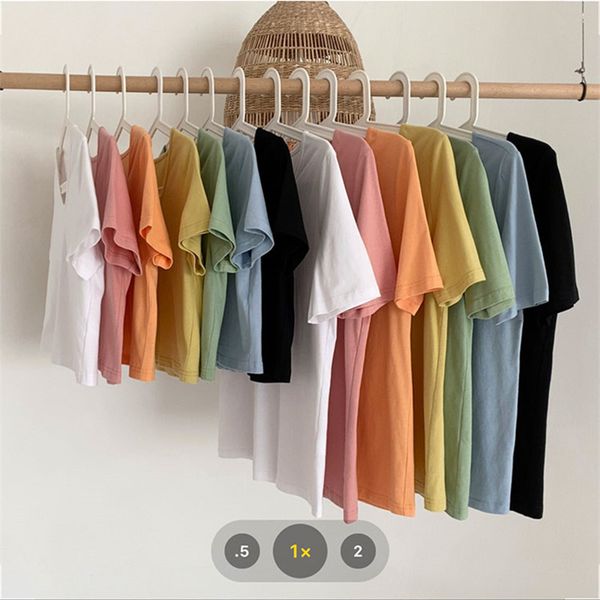 7 candy soild colors summer korean style v neck short sleeve t-shirt womens loose short/long tees shirt femme (x1836) 210423, White
7 candy soild colors summer korean style v neck short sleeve t-shirt womens loose short/long tees shirt femme (x1836) 210423, White