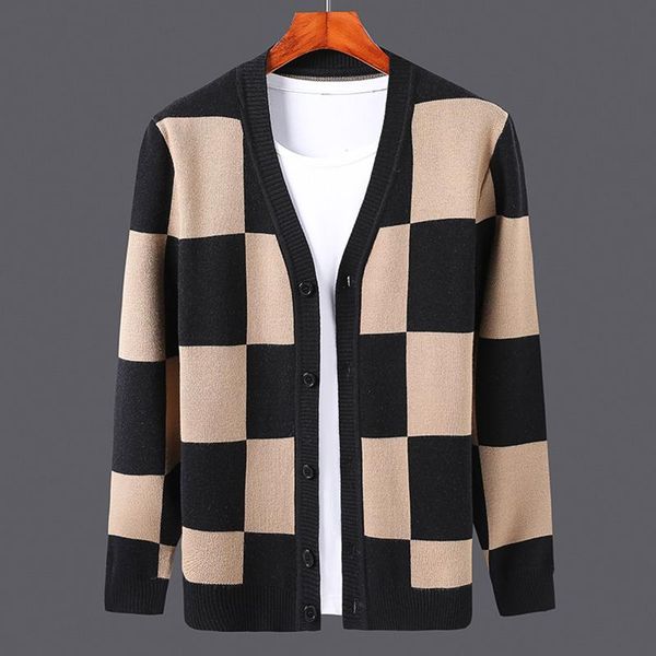 men's sweaters autumn knitwear sweater loose v-neck single-breasted knitted cardigan coats fashion plaid casual jackets, White;black
men's sweaters autumn knitwear sweater loose v-neck single-breasted knitted cardigan coats fashion plaid casual jackets, White;black