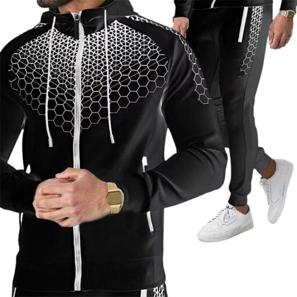 men's tracksuits elastic waist two piece zipper hoodie jogging pants set for fitness, Gray
men's tracksuits elastic waist two piece zipper hoodie jogging pants set for fitness, Gray