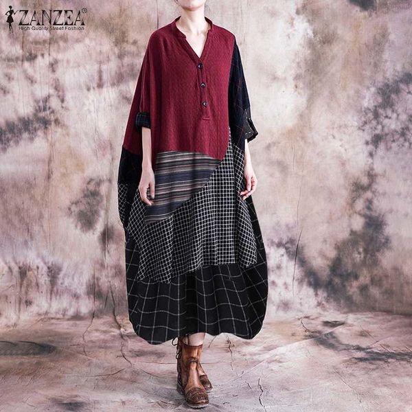 2021zanzea women v neck long sleeve pacthwork dress spring vintage plaid checked sundress cotton linen vestido robe long shirt dress, Black;gray
2021zanzea women v neck long sleeve pacthwork dress spring vintage plaid checked sundress cotton linen vestido robe long shirt dress, Black;gray