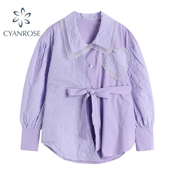 mesh spliced purple blouses shirts women lantern long sleeve high waist bandage elegant blusas lapel retro loose ins 210430, White
mesh spliced purple blouses shirts women lantern long sleeve high waist bandage elegant blusas lapel retro loose ins 210430, White