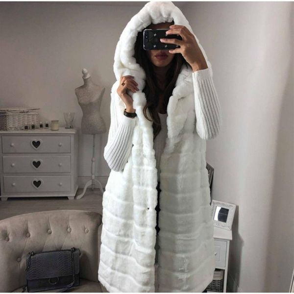 women's fur & faux sleeveless plush waistcoat faux-fur hoodie coat outwear luxury hick warm plus size long female overcoat, Black
women's fur & faux sleeveless plush waistcoat faux-fur hoodie coat outwear luxury hick warm plus size long female overcoat, Black