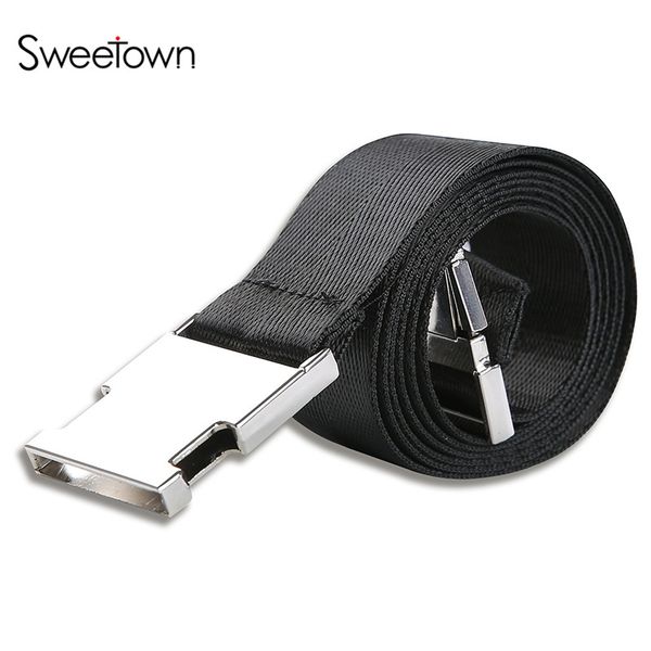 black canvas belt for women casual female waist belts with metal buckle harajuku solid color long belts ceinture femme, Black;white
black canvas belt for women casual female waist belts with metal buckle harajuku solid color long belts ceinture femme, Black;white