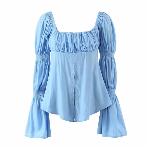 women's blouses & shirts puff sleeved solid women blouse summer 2021 square collar flare slim elegant female pulls, White
women's blouses & shirts puff sleeved solid women blouse summer 2021 square collar flare slim elegant female pulls, White