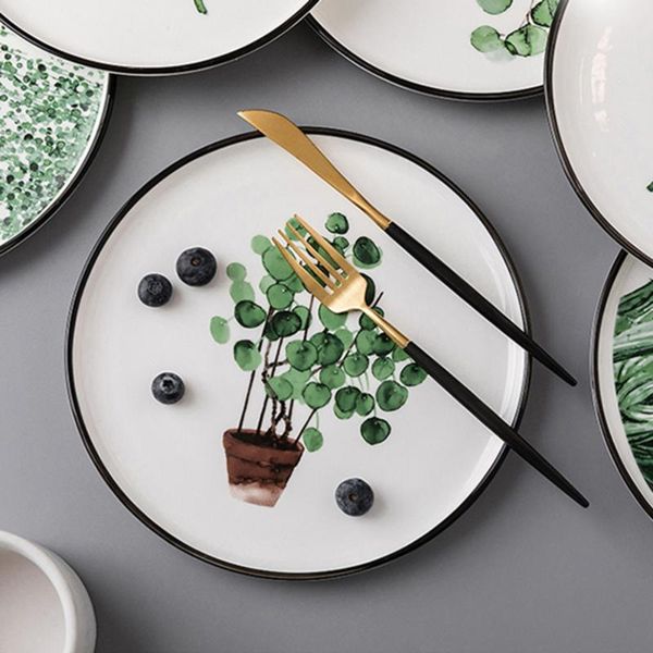 dishes & plates 8 inch nordic style green plant ceramic plate round breakfast steak fruit for home kitchen restaurant (herba lysimac
dishes & plates 8 inch nordic style green plant ceramic plate round breakfast steak fruit for home kitchen restaurant (herba lysimac