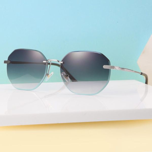 sunglasses frameless square face without makeup female fashion trimming glasses, White;black
sunglasses frameless square face without makeup female fashion trimming glasses, White;black