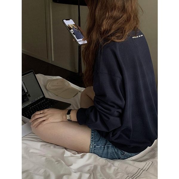 tg pullover round neck long sleeve sweater women's 2021 autumn new literary style simple solid color loose 15156, Black
tg pullover round neck long sleeve sweater women's 2021 autumn new literary style simple solid color loose 15156, Black