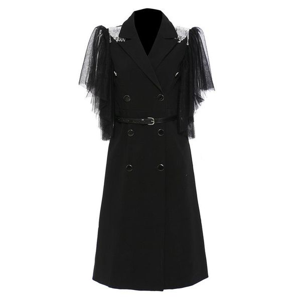 women's suits & blazers superaen 2021 autumn winter mesh patchwork sleeve drill chain decoration long trench coat solid notched black w, White;black
women's suits & blazers superaen 2021 autumn winter mesh patchwork sleeve drill chain decoration long trench coat solid notched black w, White;black