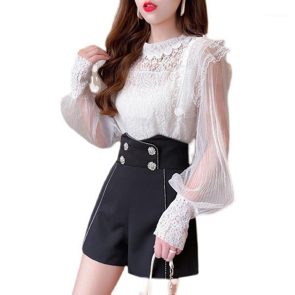 women's tracksuits autumn spring ladies lace heavy nail drill shirt + wide-leg shorts two-piece suits/sets, Gray
women's tracksuits autumn spring ladies lace heavy nail drill shirt + wide-leg shorts two-piece suits/sets, Gray