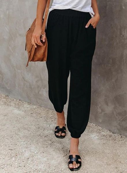 women's pants & capris casual spring and summer style comfortable solid color loose pocket high waist nine point beam women, Black;white
women's pants & capris casual spring and summer style comfortable solid color loose pocket high waist nine point beam women, Black;white