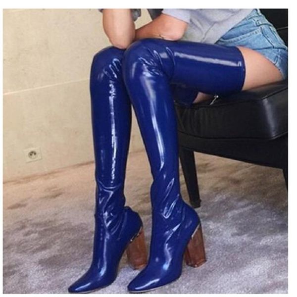 boots patent leather square toe over-the-knee 2021 woman shining female chunky transparent heels dress shoes, Black
boots patent leather square toe over-the-knee 2021 woman shining female chunky transparent heels dress shoes, Black